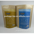 custom powder kraft bag/paper zip bag for protein